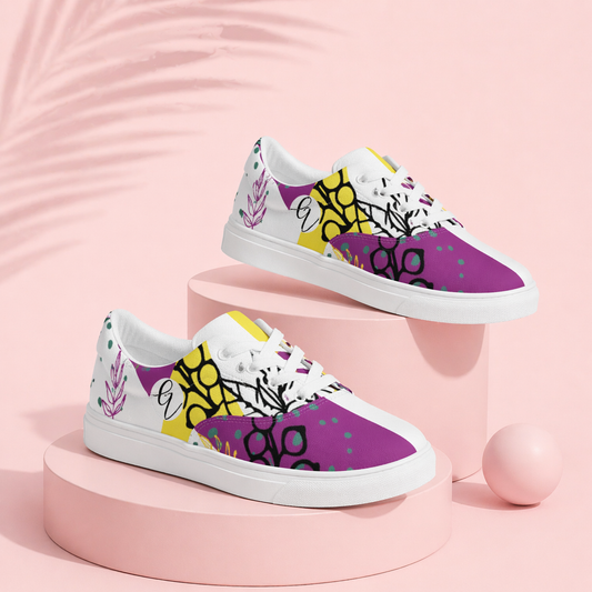 Ditzy Plum Lace-up Canvas Shoes