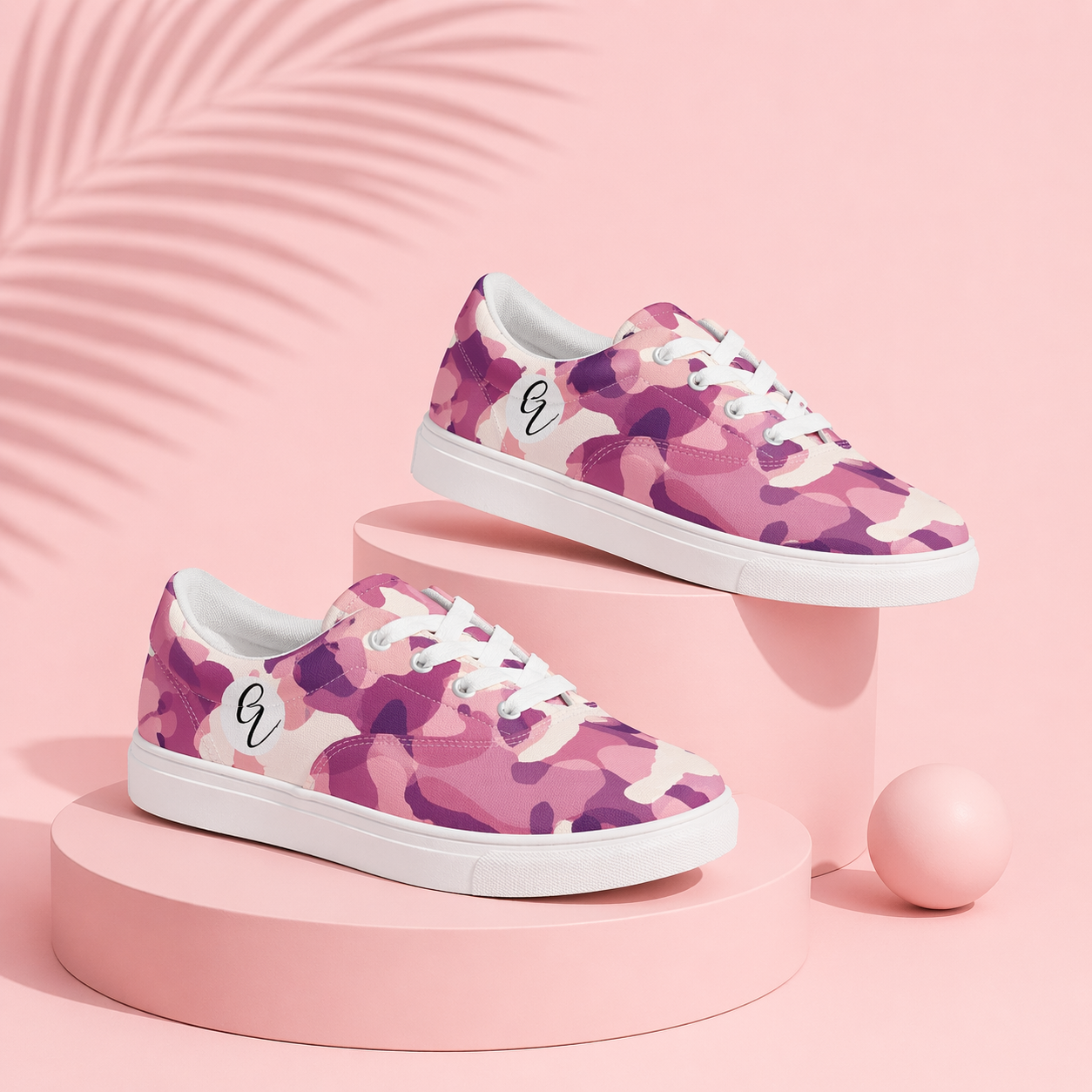 Drape Floral Lace-up Canvas Shoes