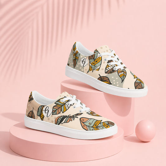 Feather Lace-up Canvas Shoes