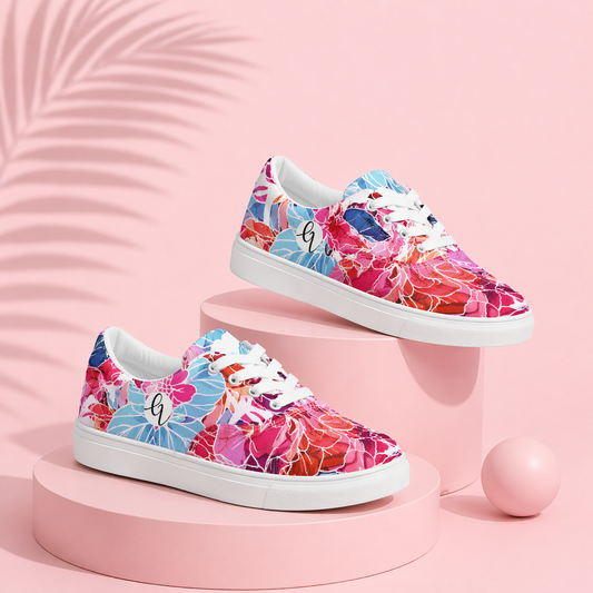 Floral Delight Lace-up Canvas Shoes