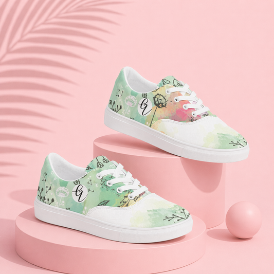 Floral Soft lace-up Canvas Shoes