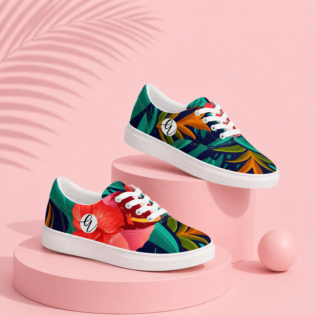 Floral Seamless Pattern Lace-up Canvas Shoes