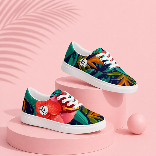 Floral Seamless Pattern Lace-up Canvas Shoes