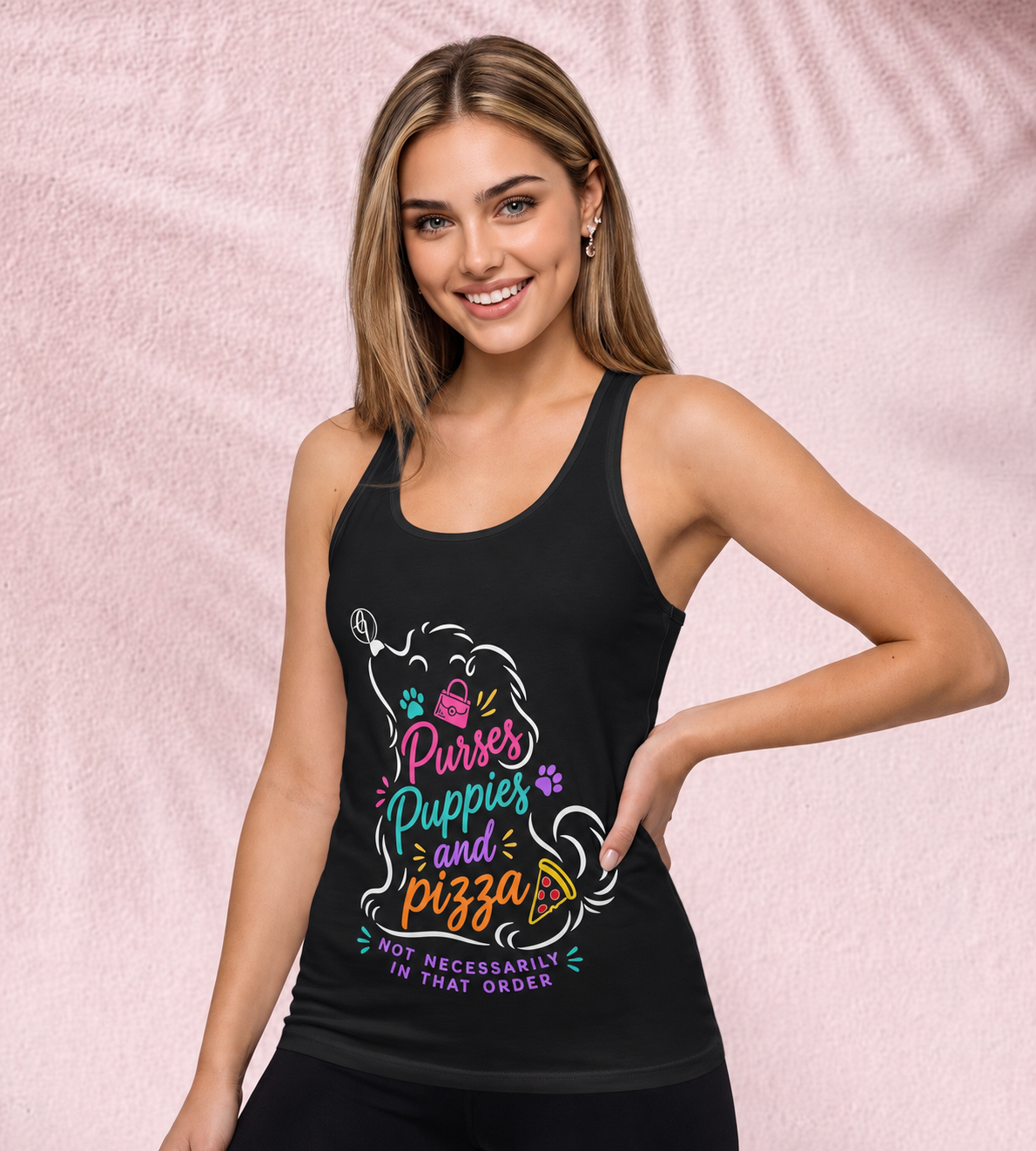 Puppies, purses and pizza Cut & Sew Tank Top