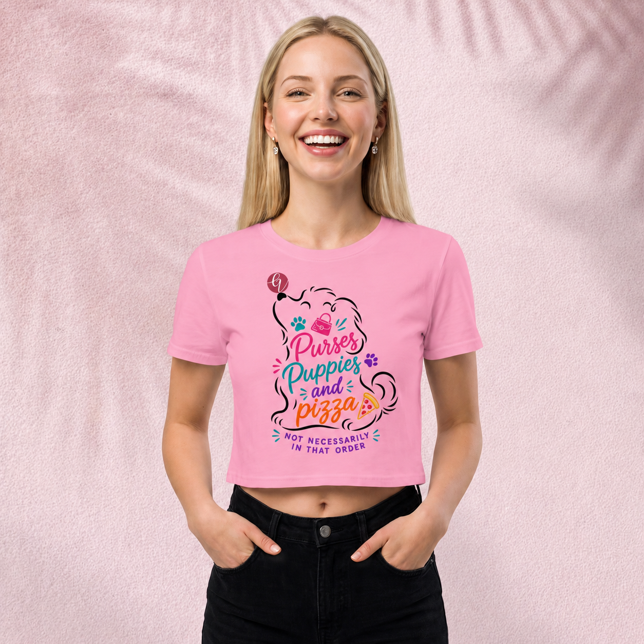 Puppies, purses and pizza Crop Top