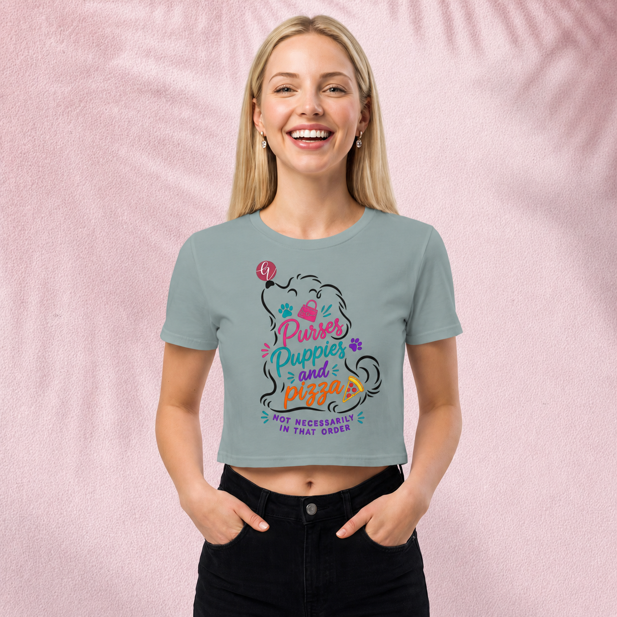 Puppies, purses and pizza Crop Top