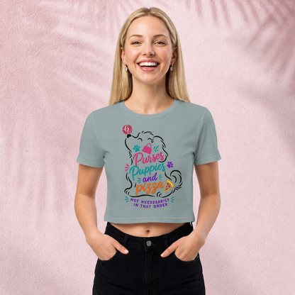 Puppies, purses and pizza Crop Top