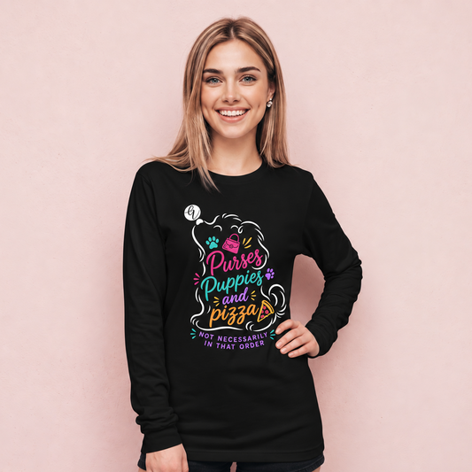 Puppies, purses and pizza Long Sleeve Tee