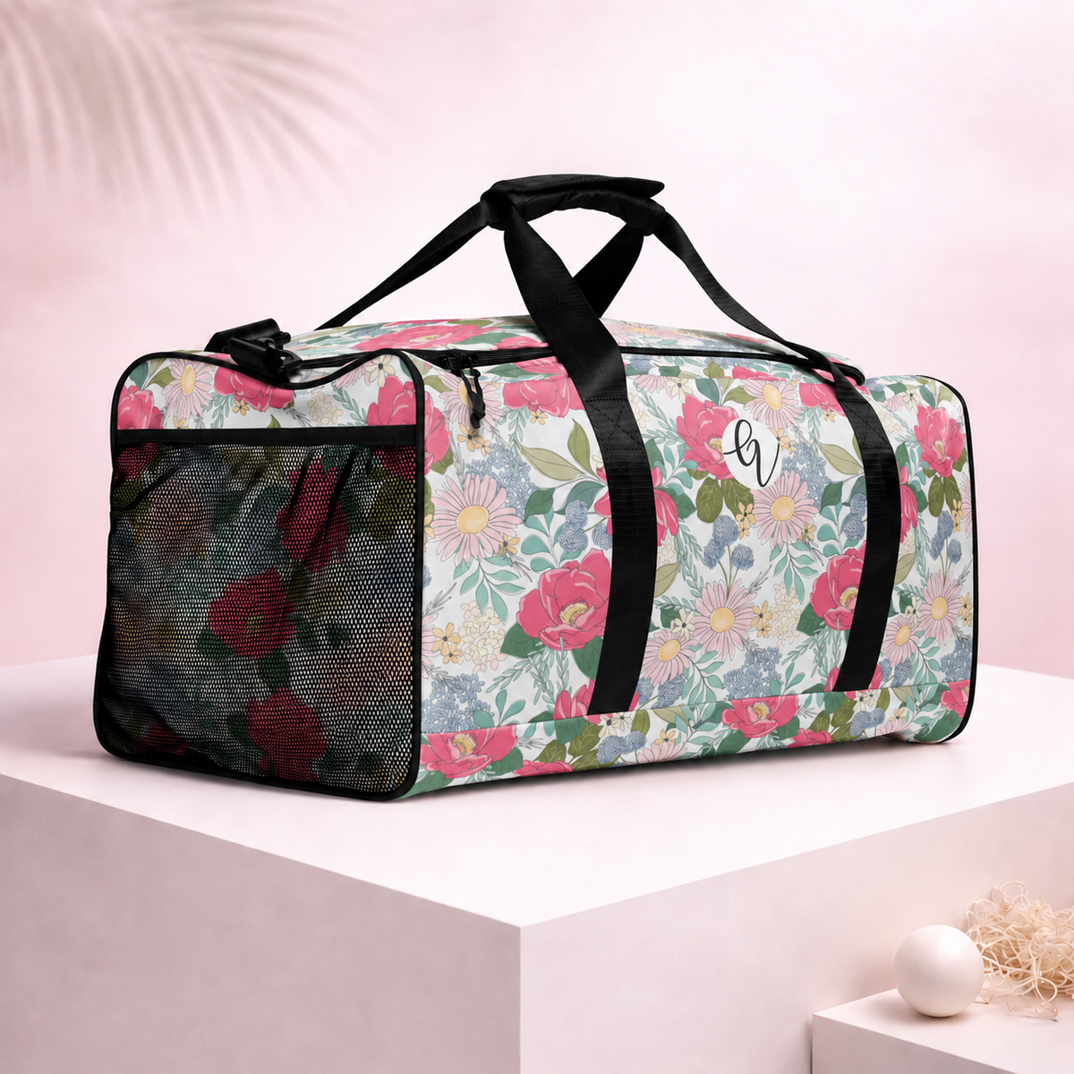 Iguana Green Peonies Duffle bag