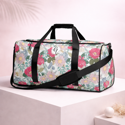 Iguana Green Peonies Duffle bag