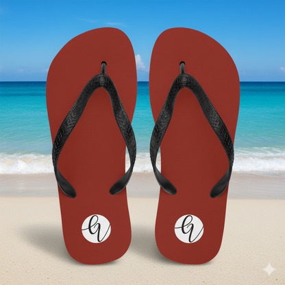 Red Dark Colored Flip-Flops