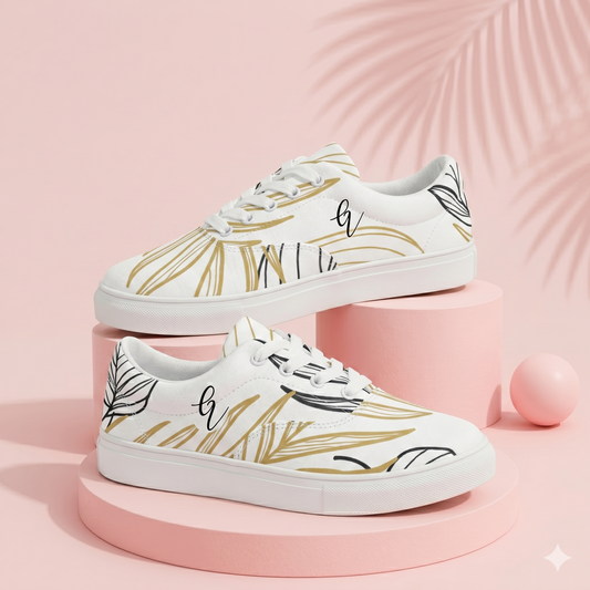Palm Leaves Lace-up Canvas Shoes