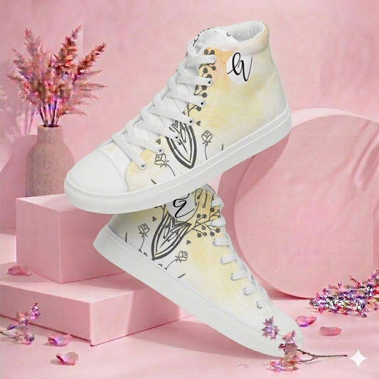 Flower Floral high top canvas shoes