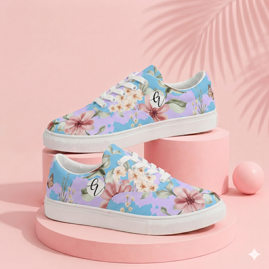 Blossom Breeze Lace-up Canvas Shoes