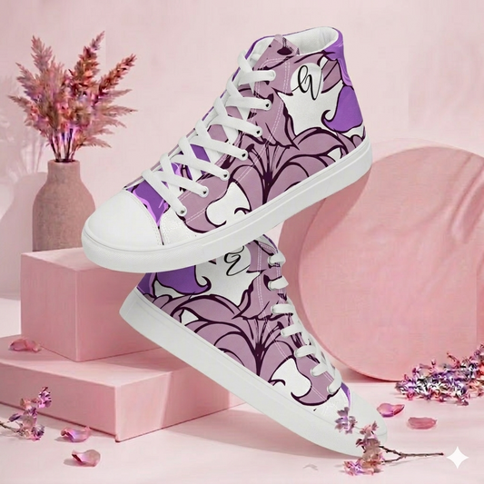 Lotus Flower high top canvas shoes