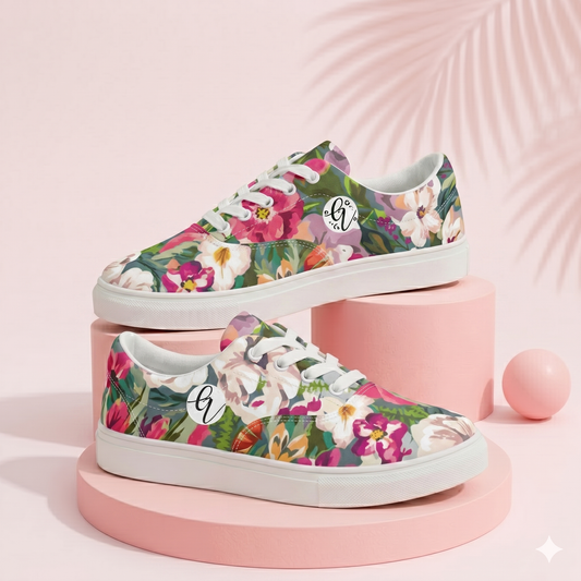 Wild Floral Lace-up Canvas Shoes