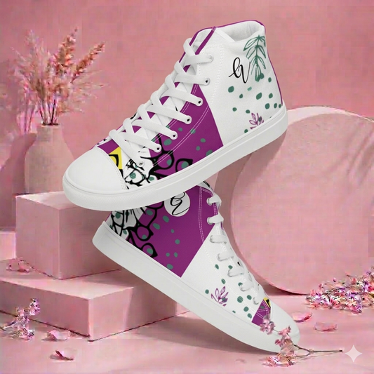 Ditzy Plum high top canvas shoes