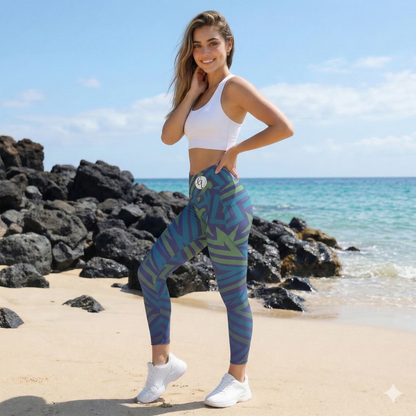 Cross Blue Line Crossover Leggings With Pockets