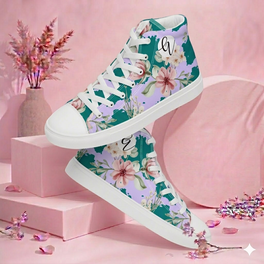 Flowers Forest Floral high top canvas shoes