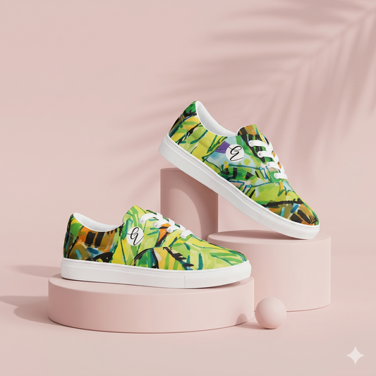 Leaves Floral Lace-up Canvas Shoes