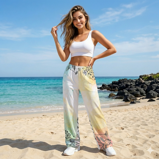 Flower Floral Wide Leg Pants