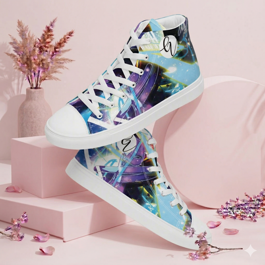 Purple Sparkles high top canvas shoes