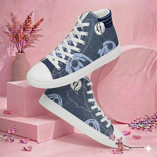Grey Hearted high top canvas shoes