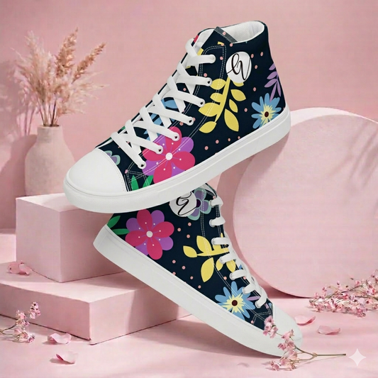 Colorful Ditsy high top canvas shoes