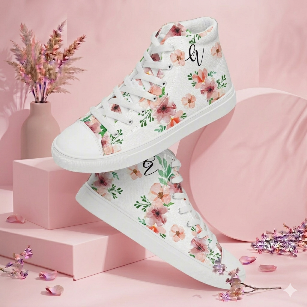 Velvet Bloom high top canvas shoes