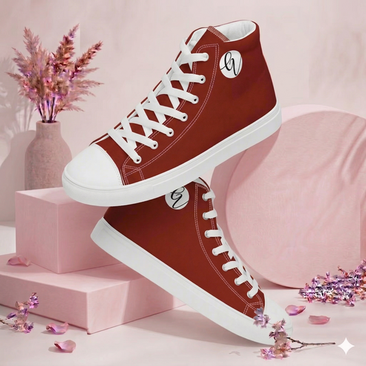 Dark Red Colored high top canvas shoes