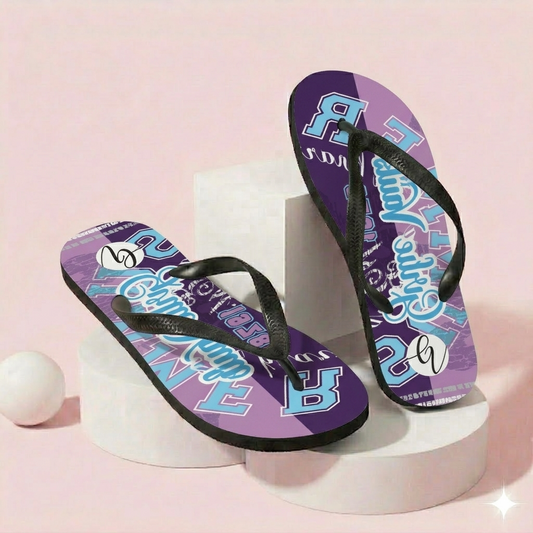 Purple Letters Flip-Flops