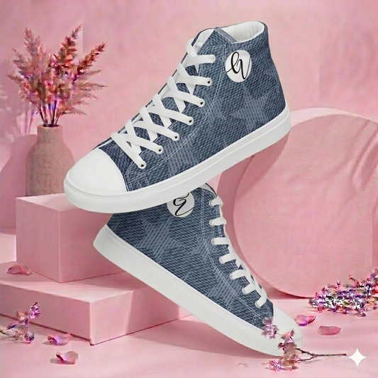 Grey Stars high top canvas shoes
