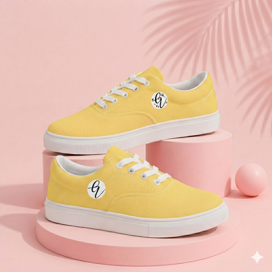 Yellow Colored Lace-up Canvas Shoes