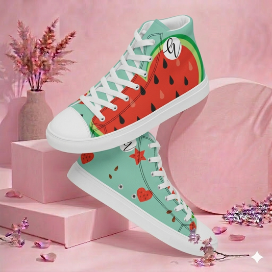Watermelon Heart high top canvas shoes