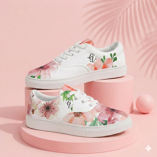 Velvet Bloom Lace-up Canvas Shoes