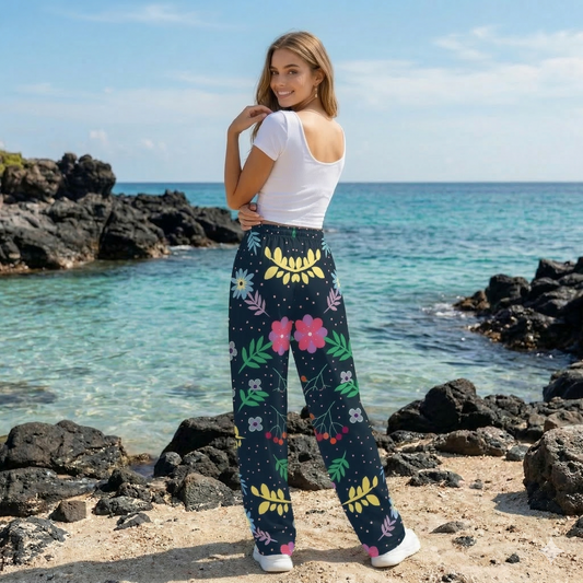 Colorful Ditsy Wide Leg Pants