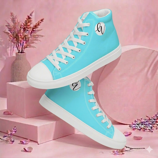 Neon Blue Colored high top canvas shoes
