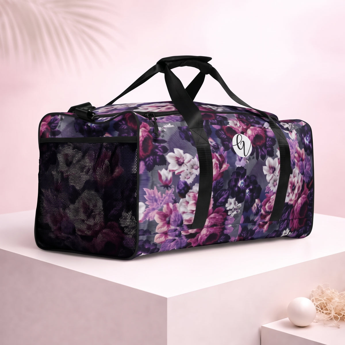 Purple White Flowers Duffle bag
