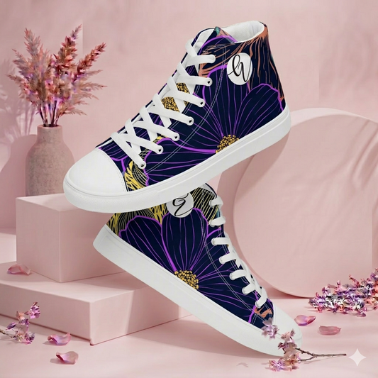 Midnight Bloom high top canvas shoes
