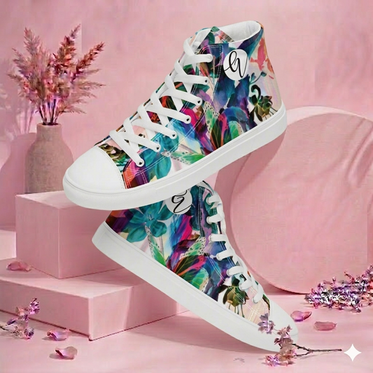 Multi Colored high top canvas shoes