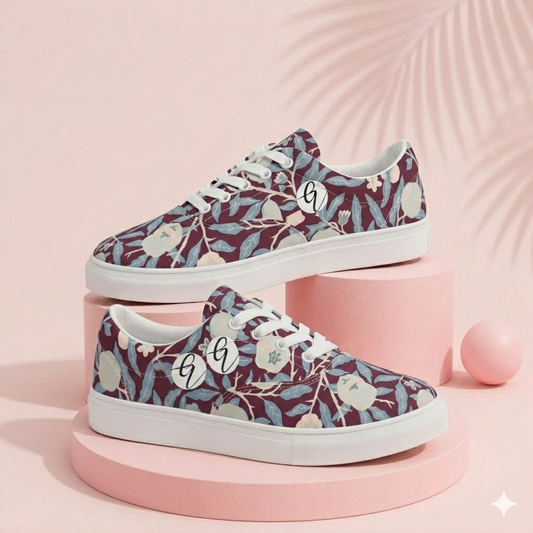 Autumn Bloom Lace-up Canvas Shoes