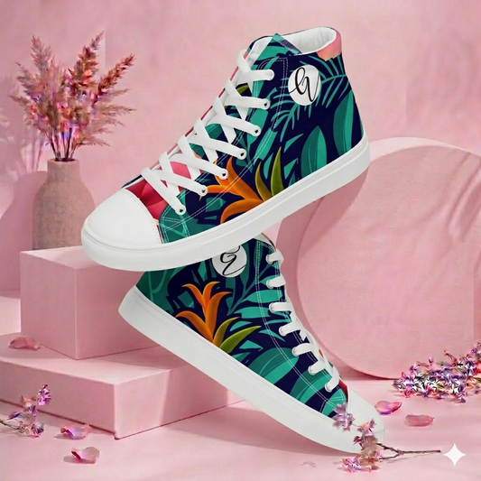 Floral Seamless Pattern high top canvas shoes