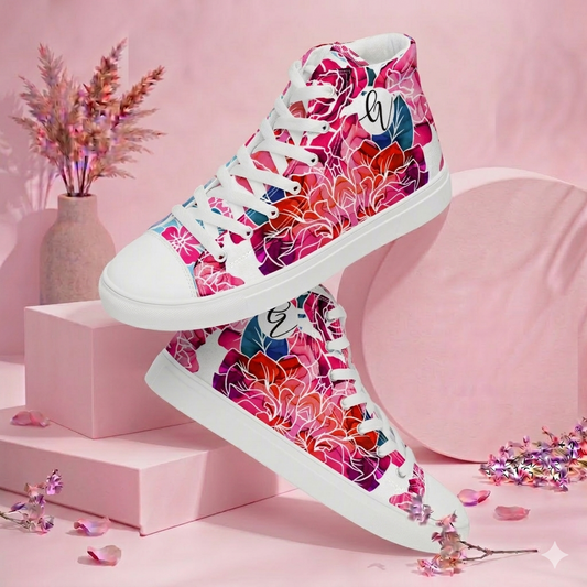 Floral Delight high top canvas shoes