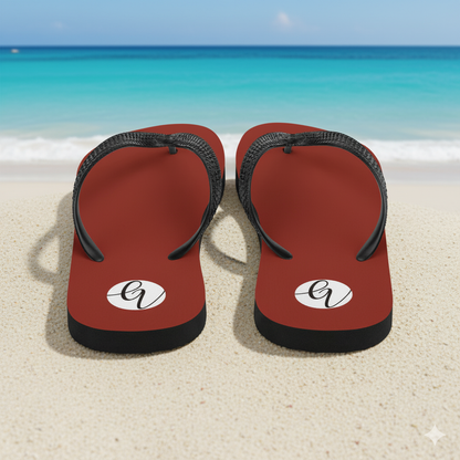 Red Dark Colored Flip-Flops