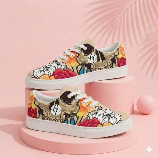 Skeletal Lace-up Canvas Shoes