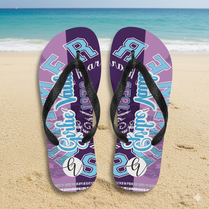 Purple Letters Flip-Flops