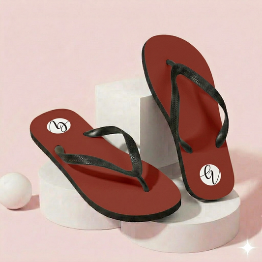 Dark Red Colored Flip-Flops