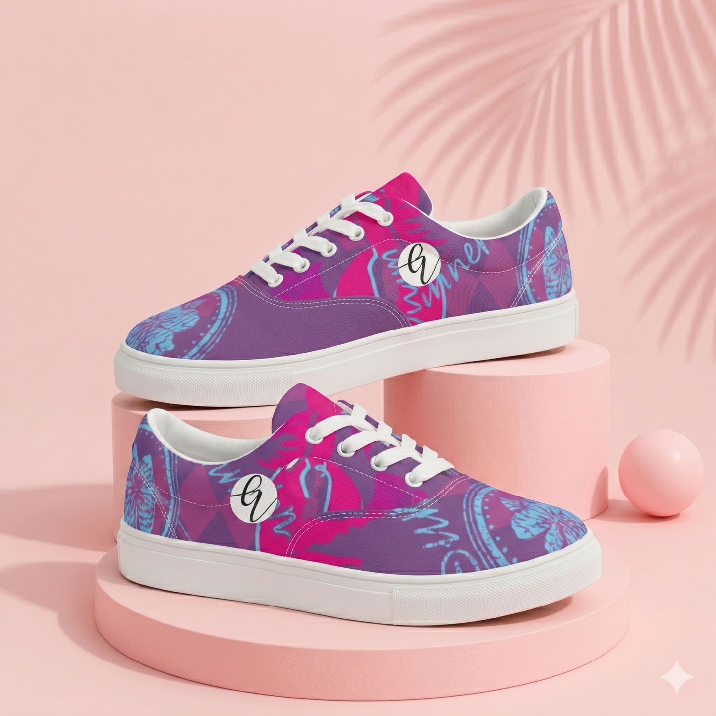 Purple Kisses lace-up canvas shoes