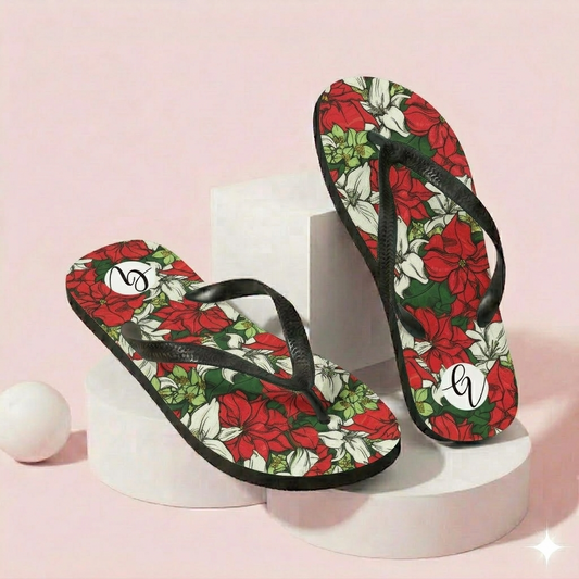 Red Color Floral Flip-Flops