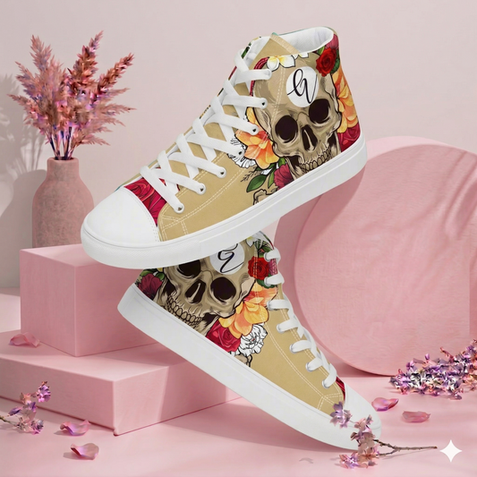 Skeletal high top canvas shoes